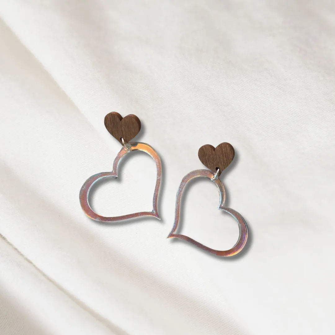 Käsityönä valmistetut roikkuvat korvakorut ruskea peili