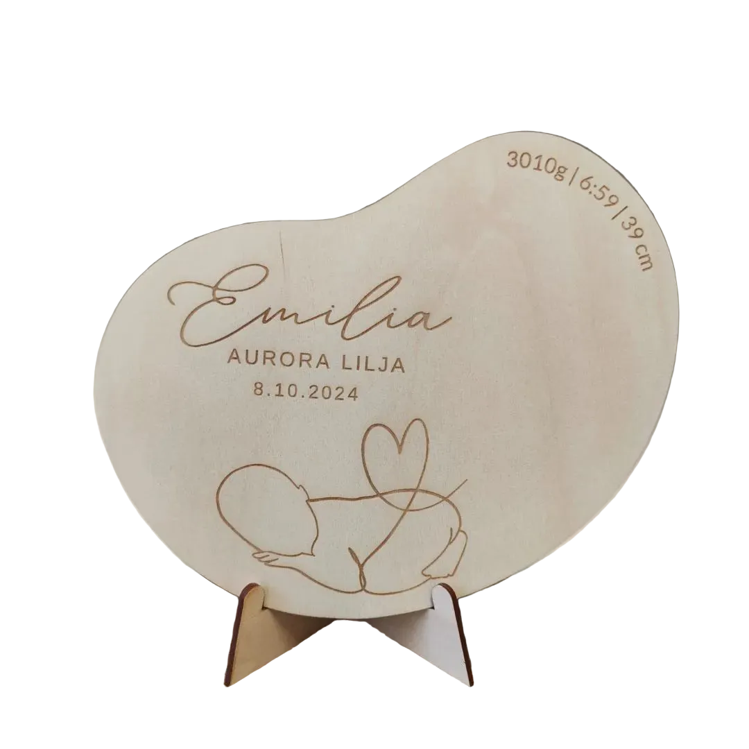 Puinen syntymätaulu ristiäisiin ja nimiäisiin