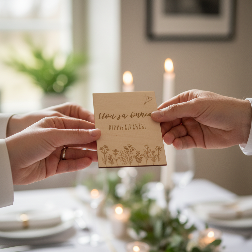 Rippikortti puinen käsityönä valmistettu