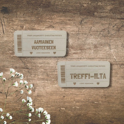 Love Voucher puinen personoitava lahjakortti 