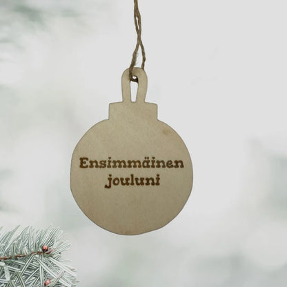 Joulukuusenkoriste omalla tekstillä