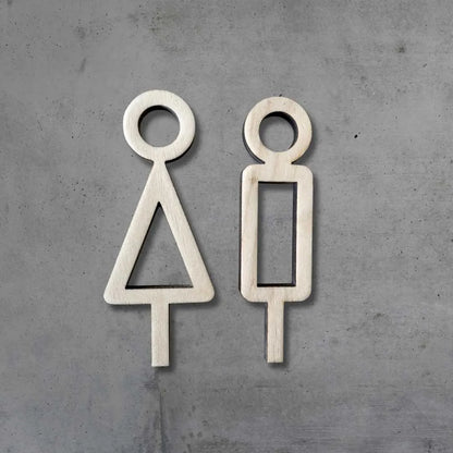  Puinen WC-kyltti ukkelit minimalistinen
